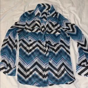 NY&Co button-up, 3/4 or long-sleeve sheer shirt